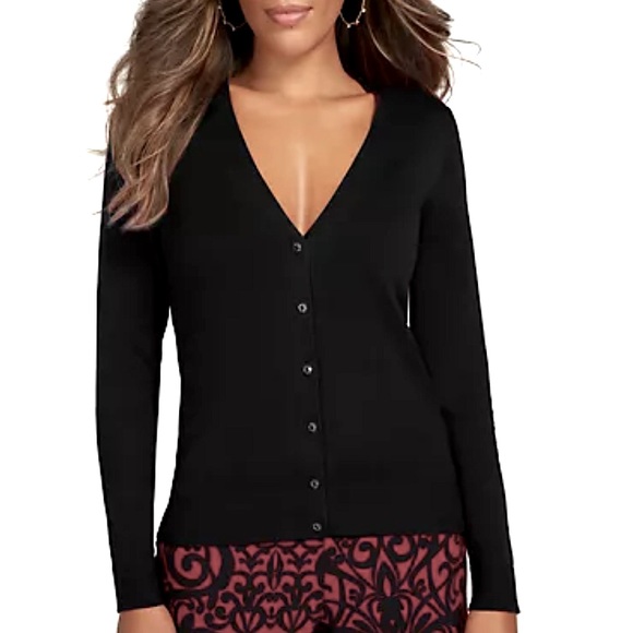 New York & Company Sweaters - NEW YORK & CO Black Ribbed V-Neck Cardigan